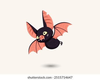 Cartoon bat flying happily. Cute collection of bats with different poses. Vector illustration. Happy halloween day