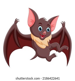 Cartoon bat flying happily. vector illustration