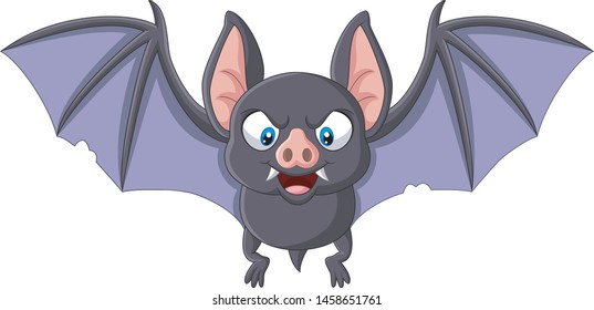 Cartoon Bat Flying Isolated On White Stock Vector (Royalty Free ...