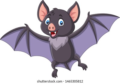 Cartoon bat flying isolated on white background