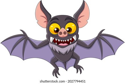 Cartoon bat flying isolated on white background