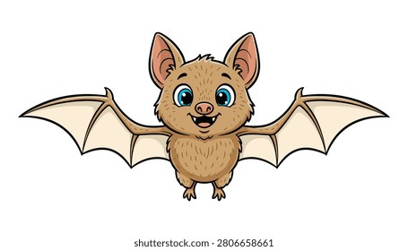 Cartoon Bat Flying Solo with Big Eyes