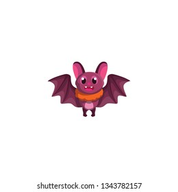 cartoon bat flying vector on a white background