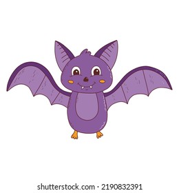 Cartoon bat. Halloween element. Trick or treat concept. Vector illustration in hand drawn style