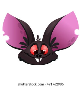 Cartoon bat head icon. Halloween vector bat vampire icon or avatar
