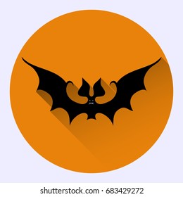 Cartoon Bat on Orange Background. Vector illustration