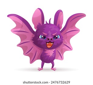 Cartoon bat on white background. Character design. Vector illustration.