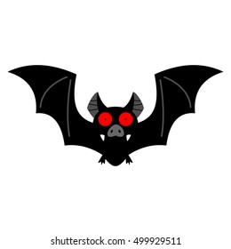 Cartoon bat on a white background. Vector illustration for Halloween.