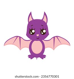  Cartoon bat on a white background.Halloween.