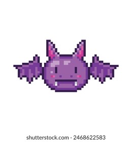 Cartoon bat, pixel art animal