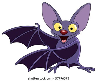 Cartoon bat presenting with his wings