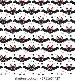 Cartoon bat seamless pattern for kids party decor and stationery
