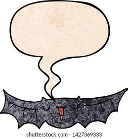 Cartoon-Fledermaus mit Sprachblase im Retro-Stil