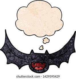 Cartoon-Fledermaus mit Gedankenblase im Grunge-Stil