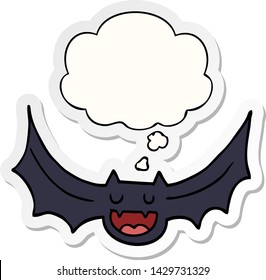 cartoon bat with thought bubble as a printed sticker