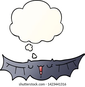 cartoon bat with thought bubble in smooth gradient style
