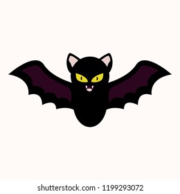 Cartoon bat vector illustration. Halloween spooky character clipart icon.