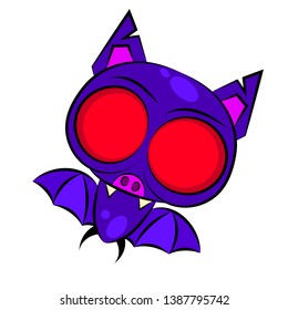 Cartoon Bat Vector Illustration . Logo For Your Needs