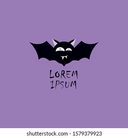 Cartoon bat vector illustration, logo design. cute expression bat icon.