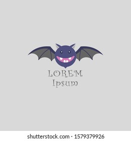 Cartoon bat vector illustration, logo design. cute expression bat icon.