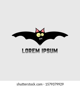 Cartoon bat vector illustration, logo design. cute expression bat icon.