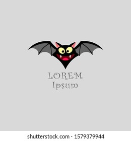 Cartoon bat vector illustration, logo design. cute expression bat icon.