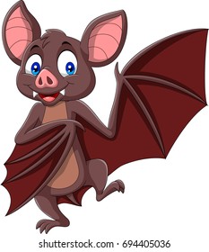 Cartoon bat waving isolated on white background