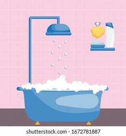 Cartoon bathroom concept. Vector illustration