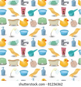 cartoon Bathroom Equipment seamless pattern