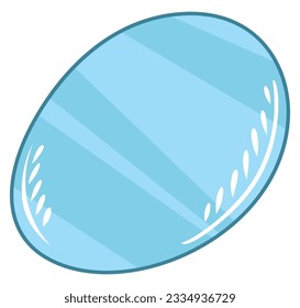 Cartoon bathroom interior, oval mirror on white background. Vector cartoon illustration in flat design