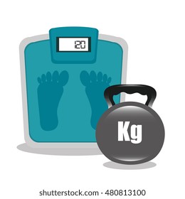 cartoon bathroom scale dumbbell elements design