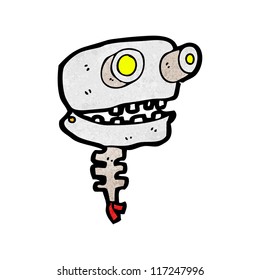 cartoon battered old robot head