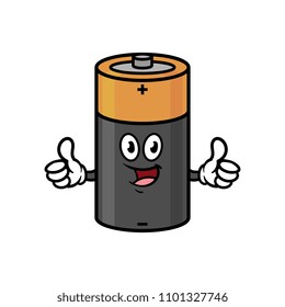 Cartoon Battery Character Giving Thumbs Up