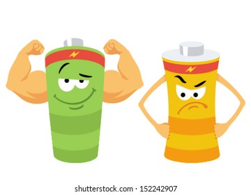 Cartoon battery with different charge levels