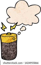 batería de dibujos animados con burbuja de pensamiento en forma de textura gruesa