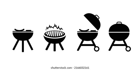 Cartoon bbq und Wurst, Bratwurst und Burger. Vektorgrillen, Essenssymbol oder Piktogramm. BBQ Grill Tools Symbol. Menü Konzept von ungesunden Lebensstil. BBQ-Zeit und Party