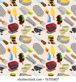 cartoon BBQ seamless pattern