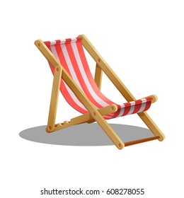 Cartoon beach chair isolated on white background. Vector illustration.