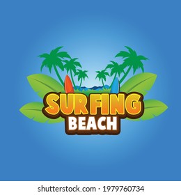 Cartoon Beach logo Design Vector