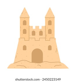 Cartoon beach sandcastle. Flat vector isolated illustration
