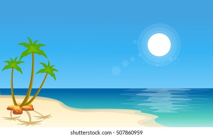 Cartoon beach scenery collection stock