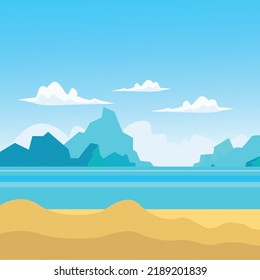 Dibujo de la escena de la escena de la caricatura de la playa