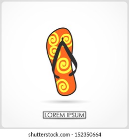 Cartoon beach slipper isolated on white. vector