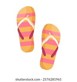 Cartoon beach slippers on white background