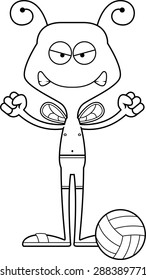 A cartoon beach volleyball player bee looking angry.