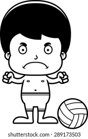 A cartoon beach volleyball player boy looking angry.