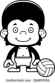 A cartoon beach volleyball player chimpanzee smiling.