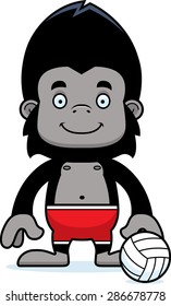 A cartoon beach volleyball player gorilla smiling.