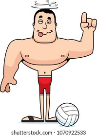 A cartoon beach volleyball player looking drunk.