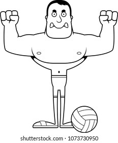 A cartoon beach volleyball player looking angry.